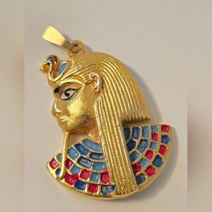 SPHINX Mid Century Egyptian Revival Pharaoh face pendant Ciner KJL Boucher